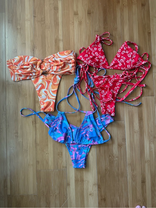 Kulani Kinis Other - Kulani Kinis Orange Swirl, Red Floral & Blue Purple Retro Bikini Set